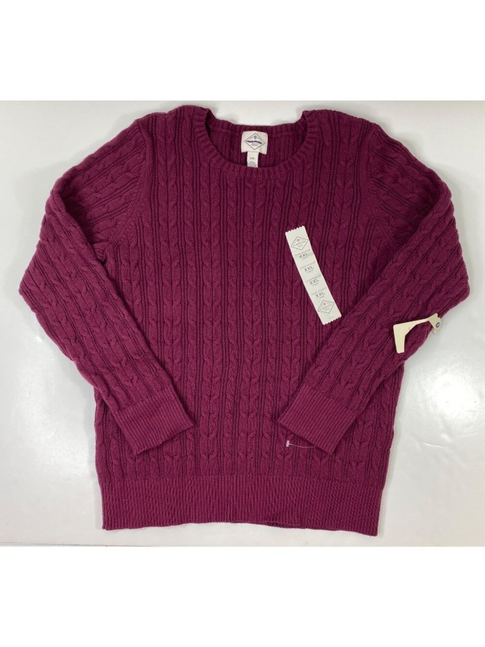 St. Johns Bay Womens Pink Long Sleeve Cable Knit Crewneck Sweater Fit Size XXL